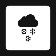 Cloud and snowflakes icon in simple style on a white background