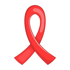 AIDS awareness ribbon icon in cartoon style isolated on white background