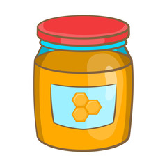 Jar of honey icon in cartoon style isolated on white background. Food symbol