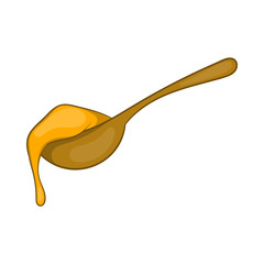 Spoon of honey icon in cartoon style isolated on white background. Food symbol