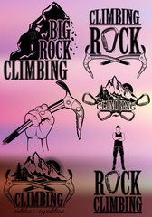 The set of symbols and logos for climbing and mountaineering. Co