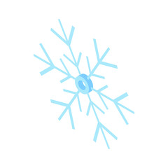 Snowflake icon in cartoon style isolated on white background. New year symbol