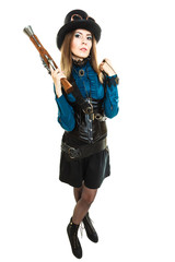Fototapeta premium Steampunk girl with gun
