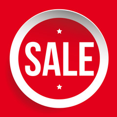Sale red vector label or tag