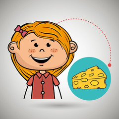girl cheese food eat vector illustration graphic