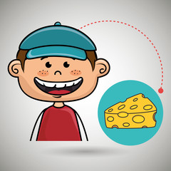 boy cheese food eat vector illustration graphic