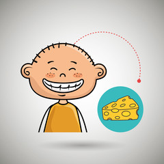 boy cheese food eat vector illustration graphic