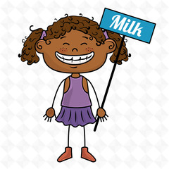 girl milk box drink vector illustration graphic
