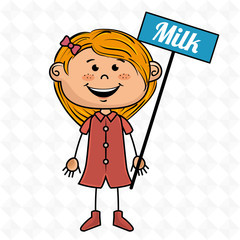 girl milk box drink vector illustration graphic