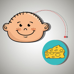 boy cheese food eat vector illustration graphic