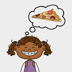 girl pizza food speak vector illustration graphic