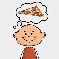 boy pizza food speak vector illustration graphic