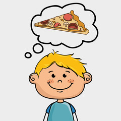boy pizza food speak vector illustration graphic