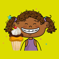 girl cup cake dessert vector illustration graphic