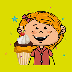 girl cup cake dessert vector illustration graphic