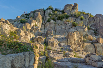 Sunrise view of Ruins of The ancient Thracian city of Perperikon, Kardzhali Region, Bulgaria