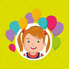 girl balloons party cartoon vector illustration graphic