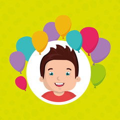 Fototapeta na wymiar boy balloons party cartoon vector illustration graphic