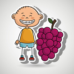 boy fruit cartoon food vector illustration graphic