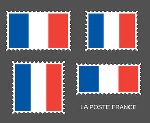 France flag postage stamp set, isolated on grey background, vector illustration.
