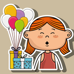 girl balloons gifts party vector illustration graphic