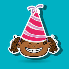 girl cartoon hat party vector illustration graphic