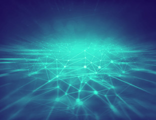 data deep learning hologram ai technology robotic, molecule of chemical, atom cell science, futuristic cyber network, system of background illustration 3d rendering