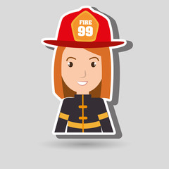 woman fire helmet mask vector illustration graphic