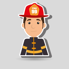 man fire helmet mask vector illustration graphic