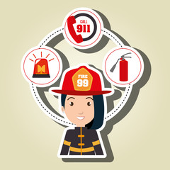 woman firefighter extinguisher vector illustration graphic eps 10