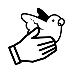 white dove hand bird peace animal religion icon. Flat and Isolated design. Vector illustration