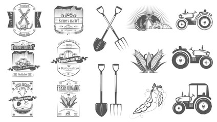 A set of logos,labels, stamps, badges for organic food. Vector i