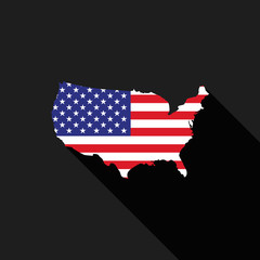 USA flag map flat design vector illustration