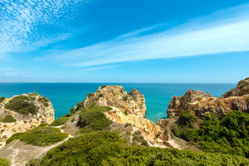 Atlantic rocky coast (Lagos, Algarve, Portugal).