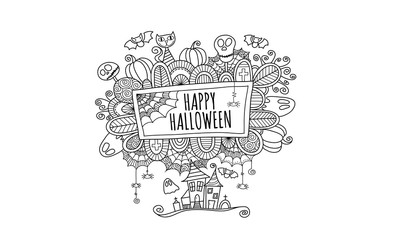 Happy Halloween Hand Drawn Doodle Vector