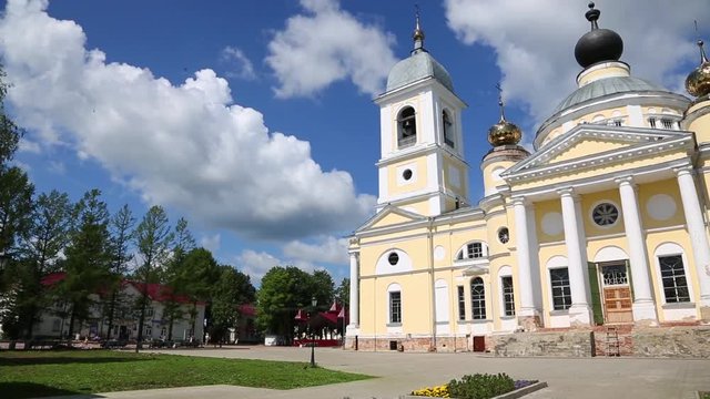 Assumption Cathedral in the town of Myshkin, Russia. It was built in 1820 year. Included in the tourist route Golden Ring of Russia.
