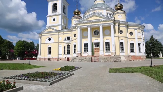 Assumption Cathedral in the town of Myshkin, Russia. It was built in 1820 year. Included in the tourist route Golden Ring of Russia.