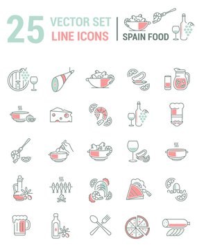 Set vector line icons in flat design.