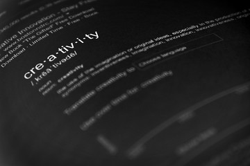 Business concept : The word creativity, close up, selective focus
