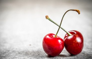 Two red cherry.