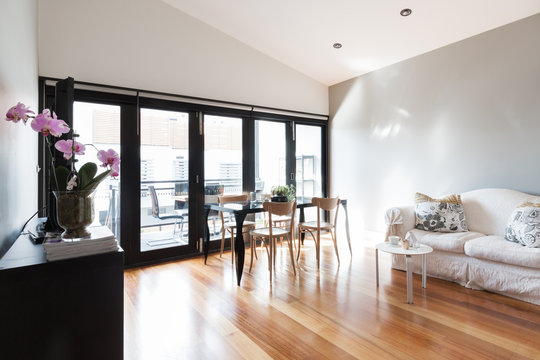 Large Studio Apartment Living Room With Bi Fold Doors