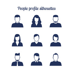 People profile silhouettes icons set. Vector illustration
