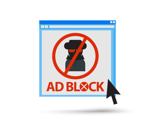 adblock website popup banner advertising. Sign symbol isolated vector