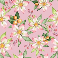 Blooming garden. Floral seamless pattern. Watercolor painting 21