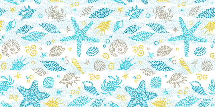 Vector seamless pattern with sea elements.