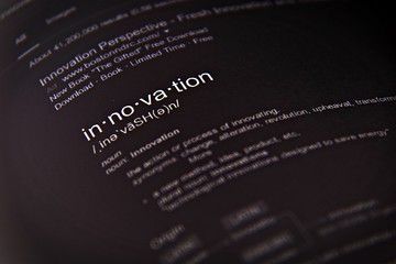 Business concept : The word innovation, close up, selective focus
