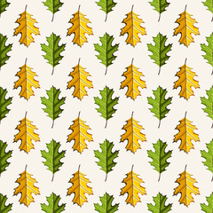 Autumn vector seamless pattern. Hand draw autumn leaves background.