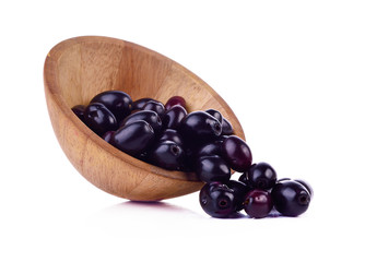 Jambolan plum or Java plum on white background.