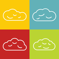 Cloud line icons on color background