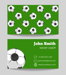 Soccer green field business card template